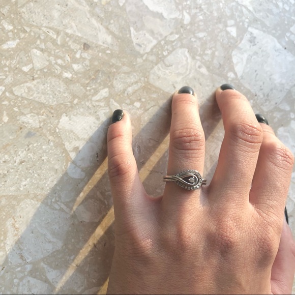 Diamond Halo 925 Sterling Silver Pear Infinity Vintage Ring - Picture 8 of 13